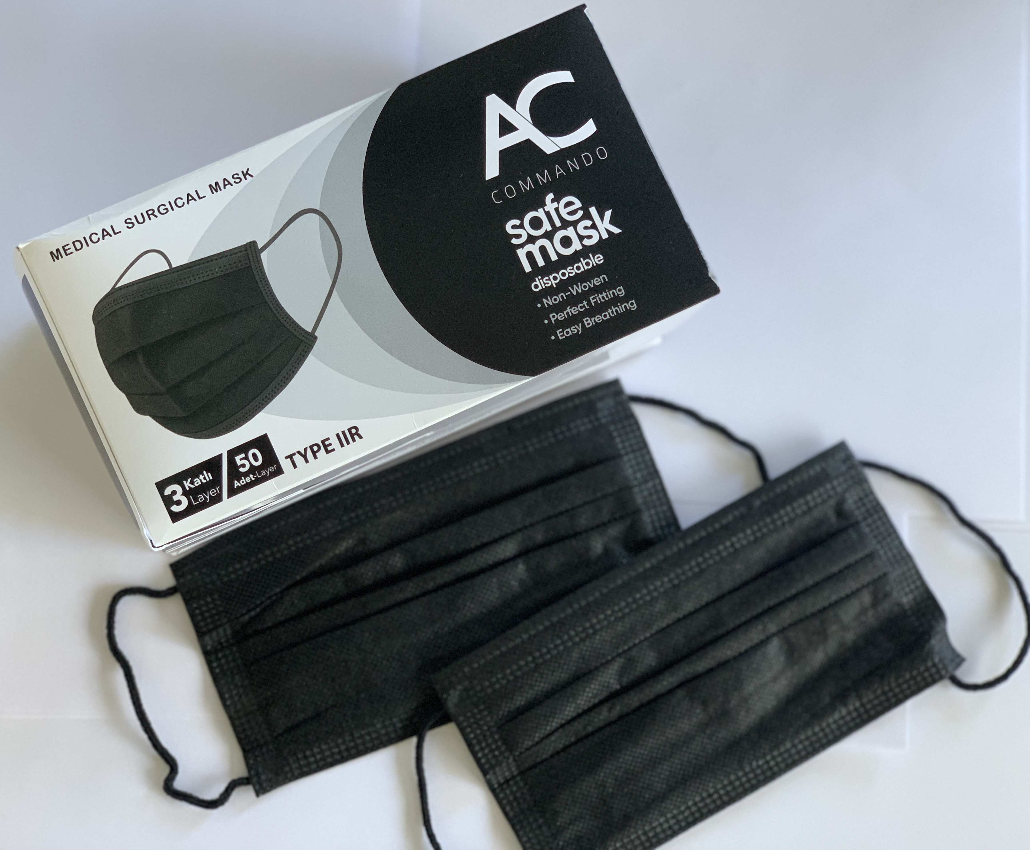 A+C Mund-Nasenschutz schwarz Typ II R (50er Packung)