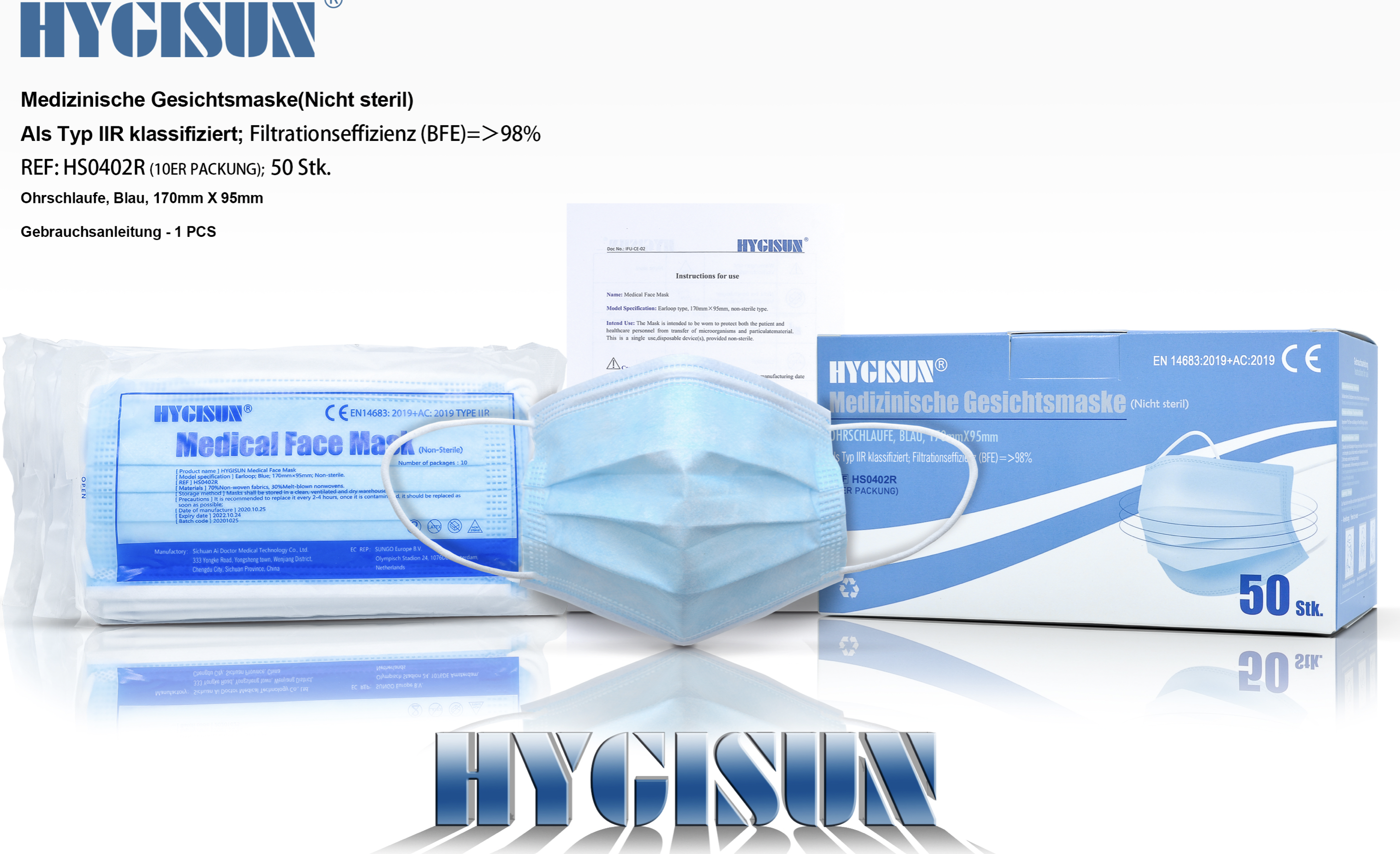 Hygisun med. Gesichtsmaske (50er Packung) Blau